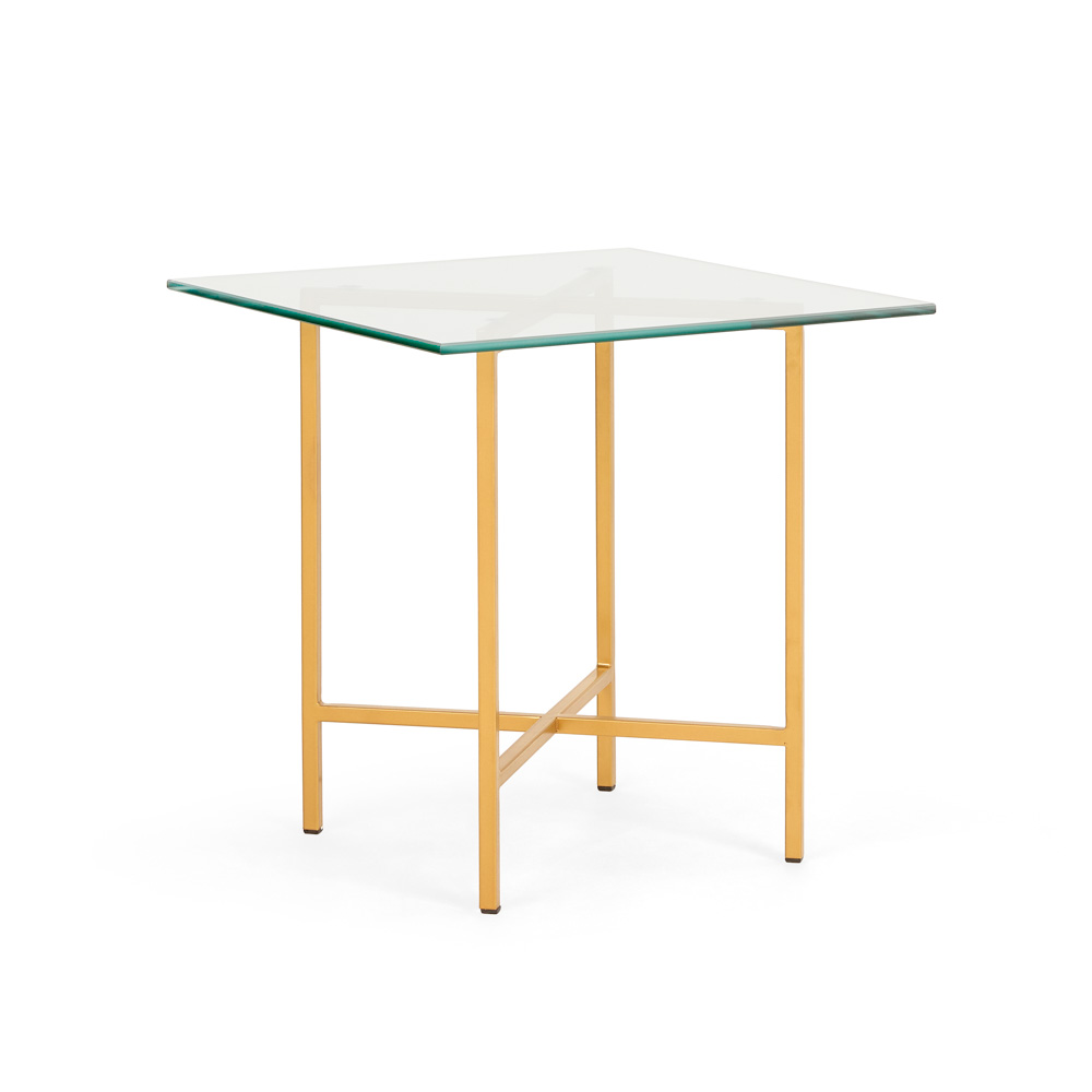 Ida Glass Top End Table: Gold Frame
